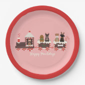 Happy Pawlidays Dog Weihnachtszug Pappteller (Vorderseite)