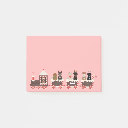 Happy Pawlidays Dog Weihnachtszug Post-it Klebezettel (Vorderseite)