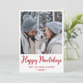 Happy Pawlidays Foto Feiertagskarte (Stehend Vorderseite)