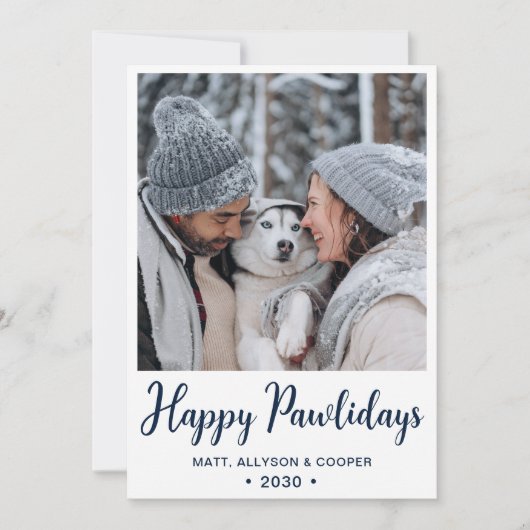 Happy Pawlidays Foto Feiertagskarte (Vorderseite)