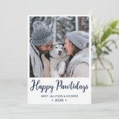 Happy Pawlidays Foto Feiertagskarte (Stehend Vorderseite)