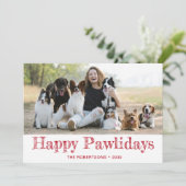 Happy Pawlidays Foto Feiertagskarte (Stehend Vorderseite)