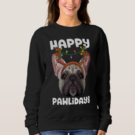 Happy Pawlidays French Bulldog Christmas Paw Dog H Sweatshirt (Vorderseite)
