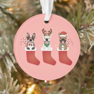 Happy Pawlidays French Bulldogs Christmas Ornament