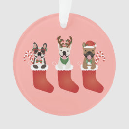 Happy Pawlidays French Bulldogs Christmas Ornament