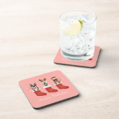 Happy Pawlidays French Bulldogs Christmas Strumpf Getränkeuntersetzer (Rechte Seite)