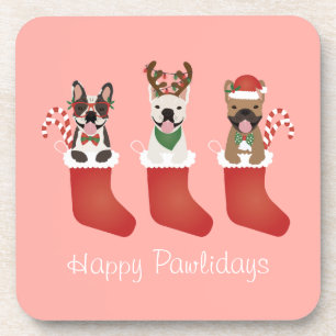 Happy Pawlidays French Bulldogs Christmas Strumpf Getränkeuntersetzer