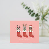Happy Pawlidays French Bulldogs Christmas Strumpf Postkarte (Stehend Vorderseite)
