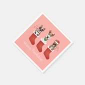 Happy Pawlidays French Bulldogs Christmas Strumpf Serviette (Ecke)