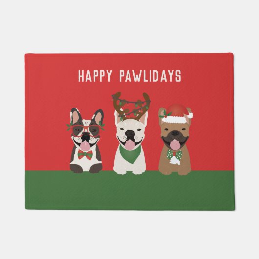 Happy Pawlidays French Bulldogs Fußmatte (Vorderseite)