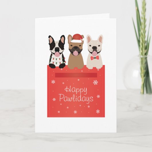 Happy Pawlidays French Bulldogs Karte (Vorderseite)