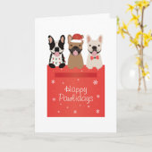 Happy Pawlidays French Bulldogs Karte (Gelbe Blume)