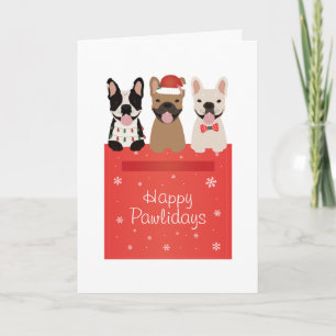 Happy Pawlidays French Bulldogs Karte