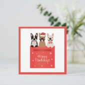 Happy Pawlidays French Bulldogs Karte (Stehend Vorderseite)