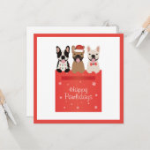 Happy Pawlidays French Bulldogs Karte (Vorderseite/Rückseite Beispiel)