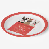 Happy Pawlidays French Bulldogs Pappteller (Schrägansicht)