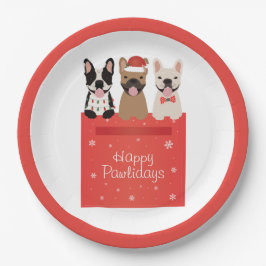 Happy Pawlidays French Bulldogs Pappteller