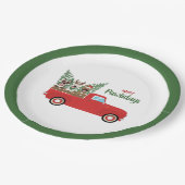 Happy Pawlidays French Bulldogs Red Lieferwagen Tr Pappteller (Schrägansicht)