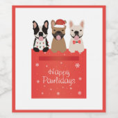 Happy Pawlidays French Bulldogs Weinetikett (Einzelnes Label)