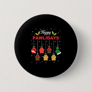 Happy Pawlidays Funny Christmas Dog Paw Xmas Dogs Button
