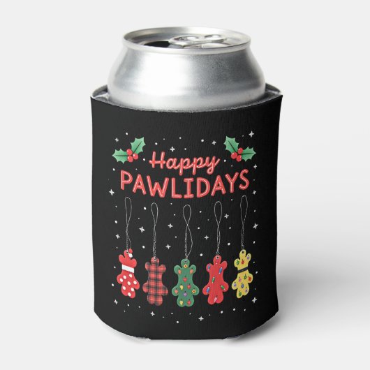 Happy Pawlidays Funny Christmas Dog Paw Xmas Dogs Dosenkühler (Kanne Vorderseite)