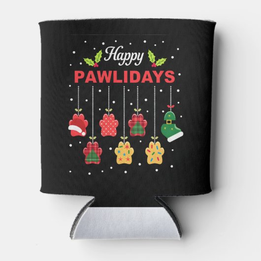 Happy Pawlidays Funny Christmas Dog Paw Xmas Dogs Dosenkühler (Vorderseite)