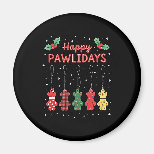 Happy Pawlidays Funny Christmas Dog Paw Xmas Dogs Magnet (Vorne)