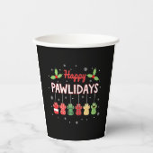 Happy Pawlidays Funny Christmas Dog Paw Xmas Dogs  Pappbecher (Vorderseite)