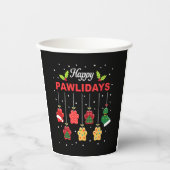 Happy Pawlidays Funny Christmas Dog Paw Xmas Dogs  Pappbecher (Vorderseite)