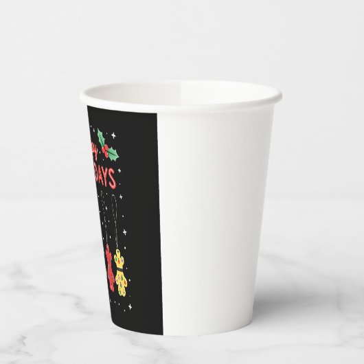 Happy Pawlidays Funny Christmas Dog Paw Xmas Dogs  Pappbecher (Links)