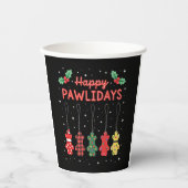 Happy Pawlidays Funny Christmas Dog Paw Xmas Dogs Pappbecher (Vorderseite)