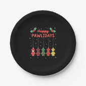 Happy Pawlidays Funny Christmas Dog Paw Xmas Dogs Pappteller (Vorderseite)
