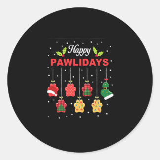 Happy Pawlidays Funny Christmas Dog Paw Xmas Dogs Runder Aufkleber