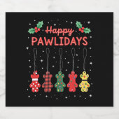 Happy Pawlidays Funny Christmas Dog Paw Xmas Dogs Schaumweinetikett (Einzelnes Label)