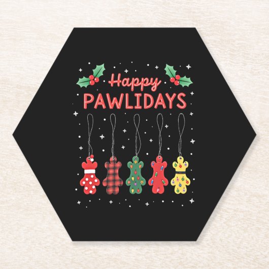 Happy Pawlidays Funny Christmas Dog Paw Xmas Dogs Untersetzer (Vorderseite)