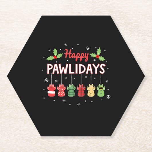 Happy Pawlidays Funny Christmas Dog Paw Xmas Dogs Untersetzer (Vorderseite)