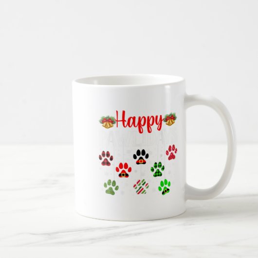 Happy Pawlidays Funny Christmas Hund Paw Xmas Hund Kaffeetasse (Rechts)
