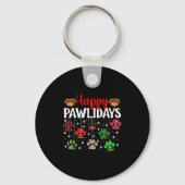 Happy Pawlidays Funny Christmas Hund Paw Xmas Hund Schlüsselanhänger (Vorderseite)