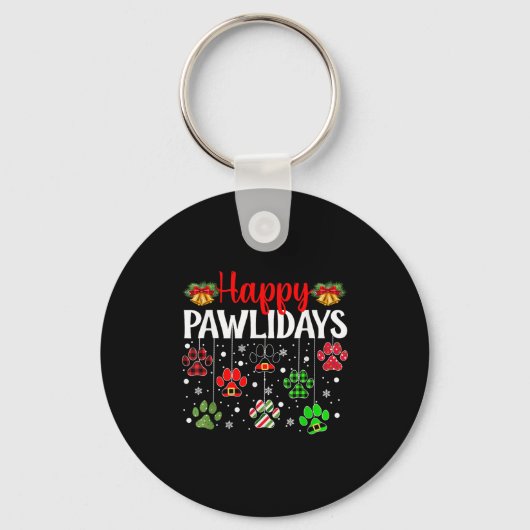 Happy Pawlidays Funny Christmas Hund Paw Xmas Hund Schlüsselanhänger (Vorderseite)