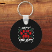 Happy Pawlidays Funny Christmas Hund Paw Xmas Hund Schlüsselanhänger (Vorderseite)