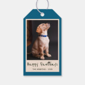 Happy Pawlidays Funny Pun Family Pet Foto Geschenkanhänger (Rückseite)