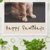 Happy Pawlidays Funny Pun Pet Foto Geschirrtuch (Gefaltet)