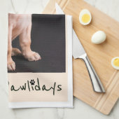 Happy Pawlidays Funny Pun Pet Foto Geschirrtuch (Viertel Falte)