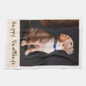 Happy Pawlidays Funny Pun Pet Foto Geschirrtuch (Horizontal)
