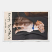 Happy Pawlidays Funny Pun Pet Foto Geschirrtuch (Horizontal)