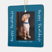 Happy Pawlidays Funny Pun Pet Foto Keramikornament (Links)