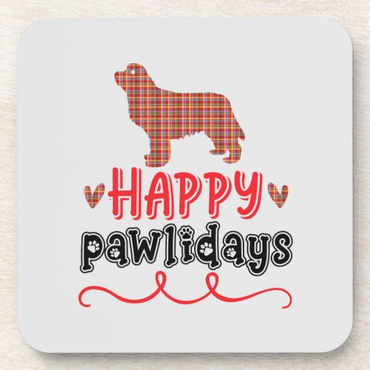 Happy Pawlidays | Funny Word Puff Getränkeuntersetzer (Vorderseite)
