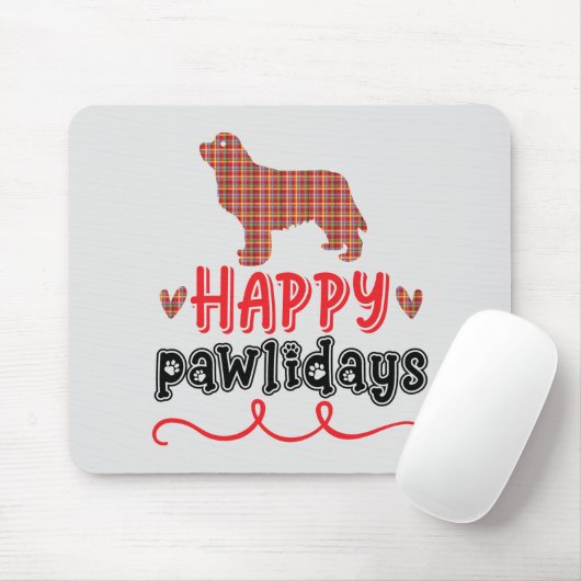 Happy Pawlidays | Funny Word Puff Mousepad (Mit Mouse)