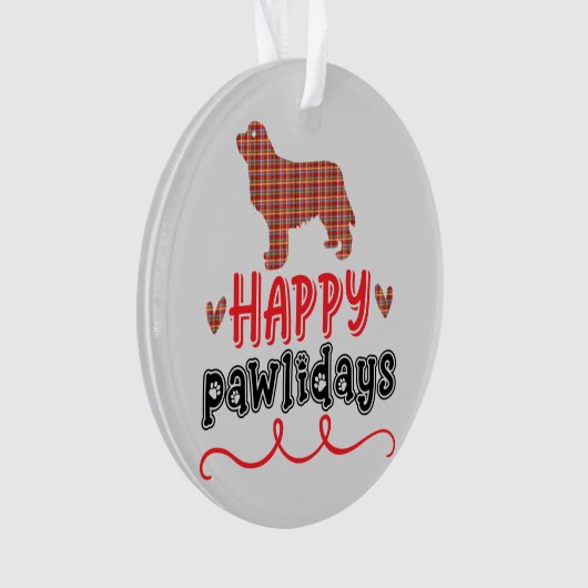 Happy Pawlidays | Funny Word Puff Ornament (Vorderseite)