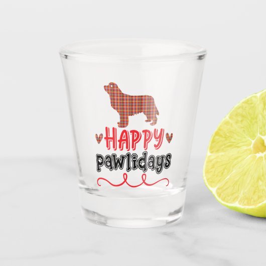 Happy Pawlidays | Funny Word Pun Schnapsglas (Vorderseite)
